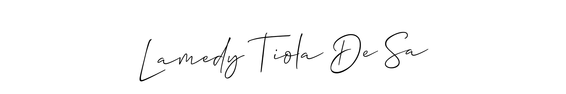 Use a signature maker to create a handwritten signature online. With this signature software, you can design (Allison_Script) your own signature for name Lamedy Tiola De Sa. Lamedy Tiola De Sa signature style 2 images and pictures png