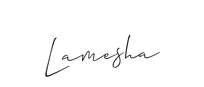 You should practise on your own different ways (Allison_Script) to write your name (Lamesha) in signature. don't let someone else do it for you. Lamesha signature style 2 images and pictures png
