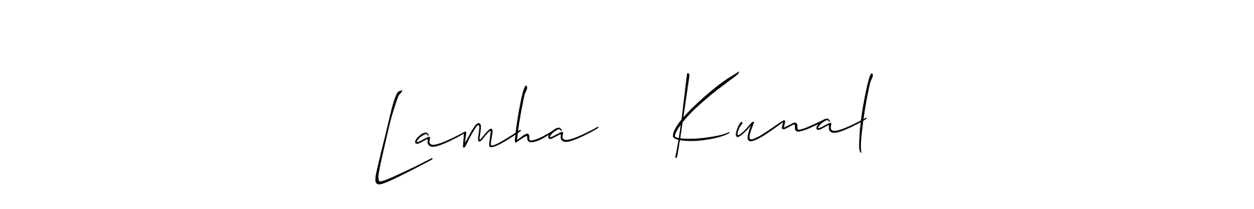 Best and Professional Signature Style for Lamha ❤️ Kunal. Allison_Script Best Signature Style Collection. Lamha ❤️ Kunal signature style 2 images and pictures png