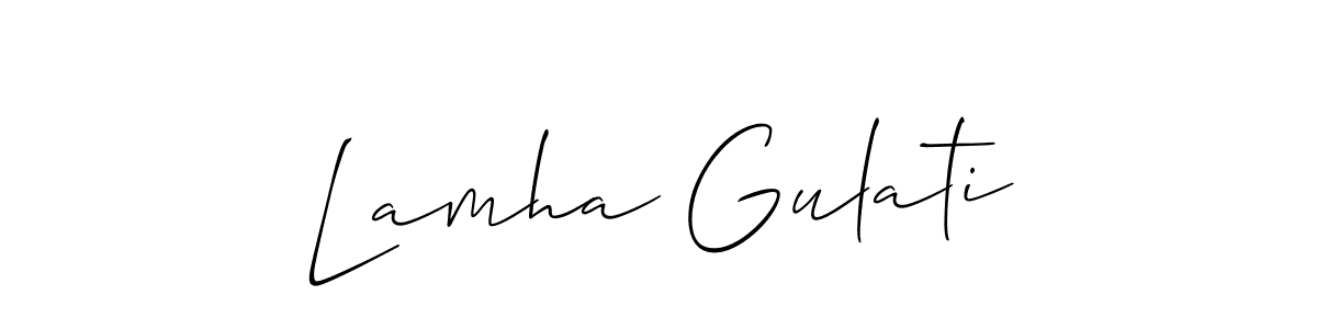 Allison_Script is a professional signature style that is perfect for those who want to add a touch of class to their signature. It is also a great choice for those who want to make their signature more unique. Get Lamha Gulati name to fancy signature for free. Lamha Gulati signature style 2 images and pictures png