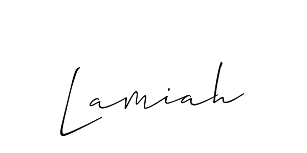 Use a signature maker to create a handwritten signature online. With this signature software, you can design (Allison_Script) your own signature for name Lamiah. Lamiah signature style 2 images and pictures png