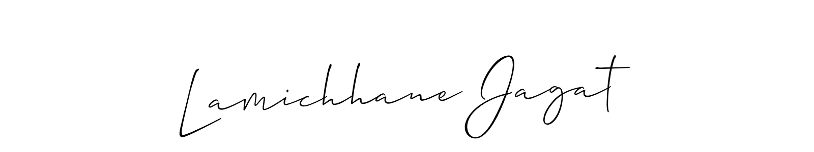 How to make Lamichhane Jagat name signature. Use Allison_Script style for creating short signs online. This is the latest handwritten sign. Lamichhane Jagat signature style 2 images and pictures png