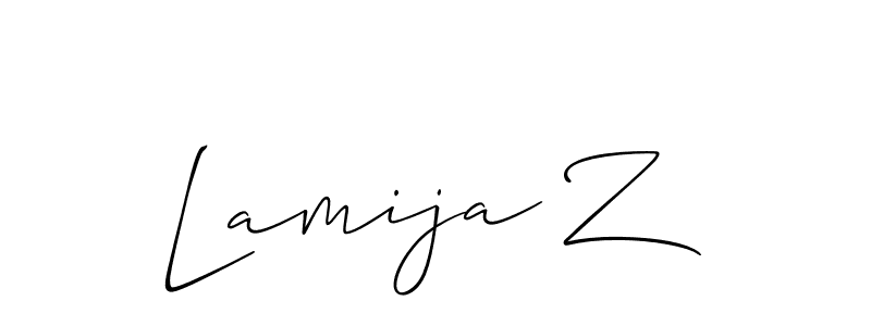 It looks lik you need a new signature style for name Lamija Z. Design unique handwritten (Allison_Script) signature with our free signature maker in just a few clicks. Lamija Z signature style 2 images and pictures png