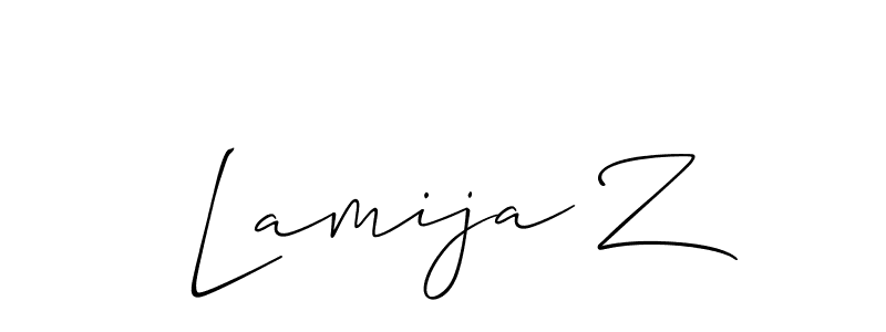 It looks lik you need a new signature style for name Lamija Z. Design unique handwritten (Allison_Script) signature with our free signature maker in just a few clicks. Lamija Z signature style 2 images and pictures png