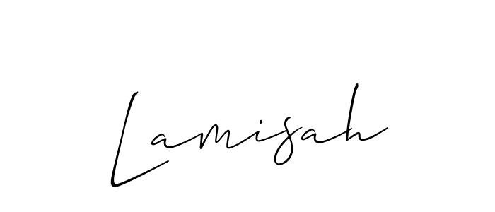 Allison_Script is a professional signature style that is perfect for those who want to add a touch of class to their signature. It is also a great choice for those who want to make their signature more unique. Get Lamisah name to fancy signature for free. Lamisah signature style 2 images and pictures png