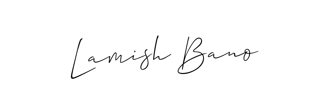 The best way (Allison_Script) to make a short signature is to pick only two or three words in your name. The name Lamish Bano include a total of six letters. For converting this name. Lamish Bano signature style 2 images and pictures png