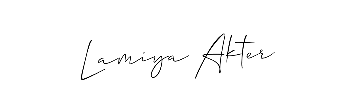 Also You can easily find your signature by using the search form. We will create Lamiya Akter name handwritten signature images for you free of cost using Allison_Script sign style. Lamiya Akter signature style 2 images and pictures png