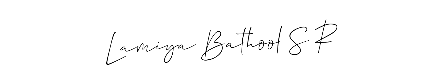 Use a signature maker to create a handwritten signature online. With this signature software, you can design (Allison_Script) your own signature for name Lamiya Bathool S R. Lamiya Bathool S R signature style 2 images and pictures png