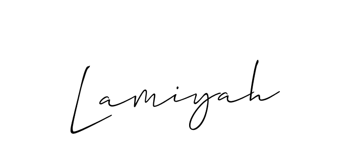 Make a beautiful signature design for name Lamiyah. With this signature (Allison_Script) style, you can create a handwritten signature for free. Lamiyah signature style 2 images and pictures png