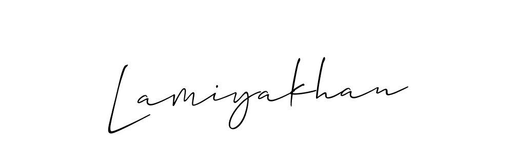 Similarly Allison_Script is the best handwritten signature design. Signature creator online .You can use it as an online autograph creator for name Lamiyakhan. Lamiyakhan signature style 2 images and pictures png