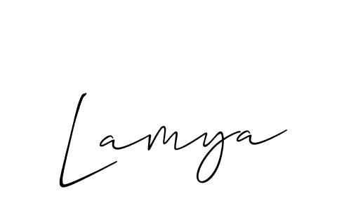 The best way (Allison_Script) to make a short signature is to pick only two or three words in your name. The name Lamya include a total of six letters. For converting this name. Lamya signature style 2 images and pictures png