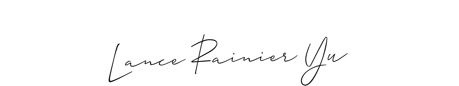 The best way (Allison_Script) to make a short signature is to pick only two or three words in your name. The name Lance Rainier Yu include a total of six letters. For converting this name. Lance Rainier Yu signature style 2 images and pictures png