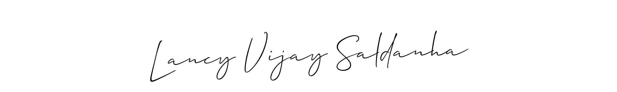 You should practise on your own different ways (Allison_Script) to write your name (Lancy Vijay Saldanha) in signature. don't let someone else do it for you. Lancy Vijay Saldanha signature style 2 images and pictures png