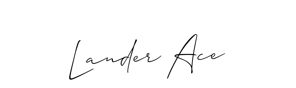 Use a signature maker to create a handwritten signature online. With this signature software, you can design (Allison_Script) your own signature for name Lander Ace. Lander Ace signature style 2 images and pictures png