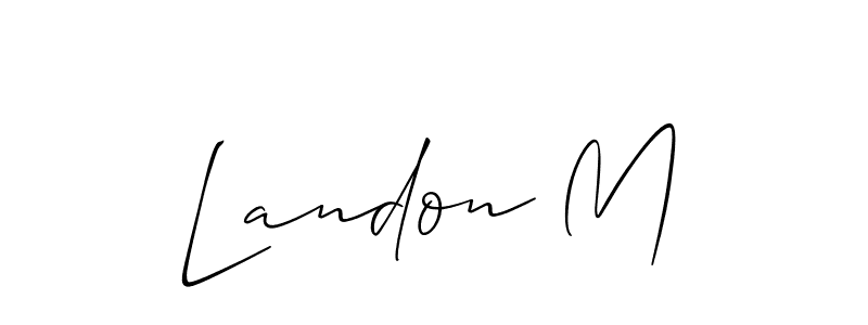 How to make Landon M name signature. Use Allison_Script style for creating short signs online. This is the latest handwritten sign. Landon M signature style 2 images and pictures png