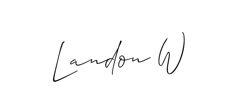 The best way (Allison_Script) to make a short signature is to pick only two or three words in your name. The name Landon W include a total of six letters. For converting this name. Landon W signature style 2 images and pictures png