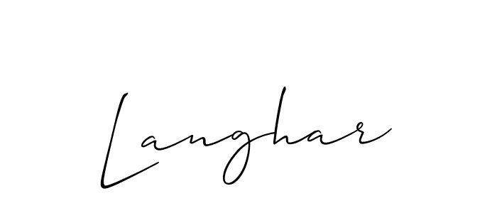 Design your own signature with our free online signature maker. With this signature software, you can create a handwritten (Allison_Script) signature for name Langhar. Langhar signature style 2 images and pictures png