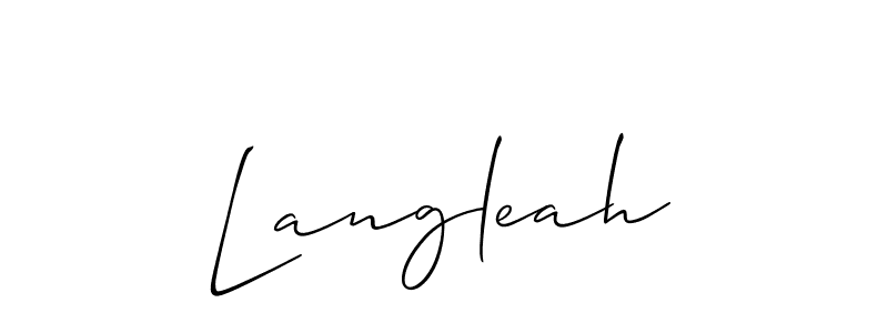 You should practise on your own different ways (Allison_Script) to write your name (Langleah) in signature. don't let someone else do it for you. Langleah signature style 2 images and pictures png