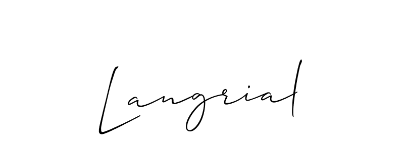 You can use this online signature creator to create a handwritten signature for the name Langrial. This is the best online autograph maker. Langrial signature style 2 images and pictures png