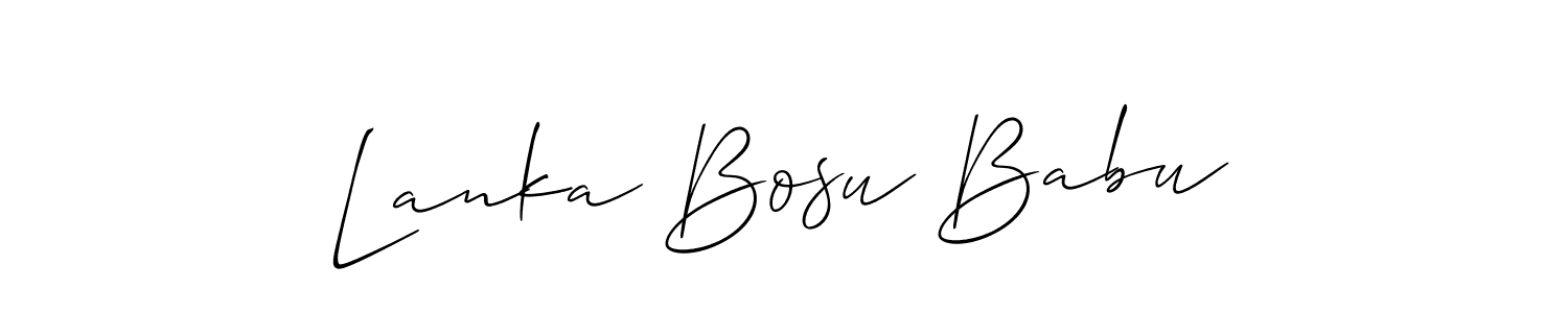 Create a beautiful signature design for name Lanka Bosu Babu. With this signature (Allison_Script) fonts, you can make a handwritten signature for free. Lanka Bosu Babu signature style 2 images and pictures png