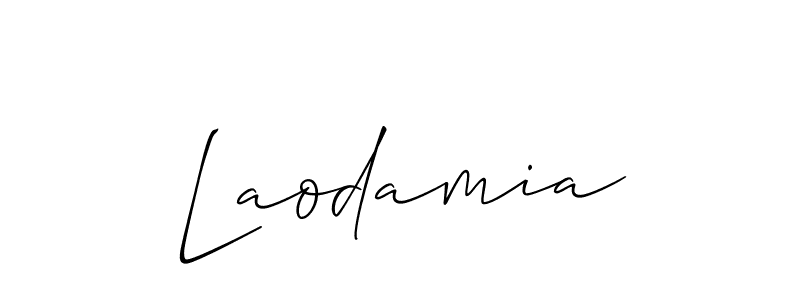 Make a beautiful signature design for name Laodamia. With this signature (Allison_Script) style, you can create a handwritten signature for free. Laodamia signature style 2 images and pictures png