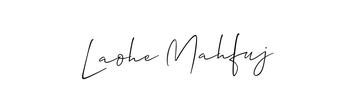 It looks lik you need a new signature style for name Laohe Mahfuj. Design unique handwritten (Allison_Script) signature with our free signature maker in just a few clicks. Laohe Mahfuj signature style 2 images and pictures png
