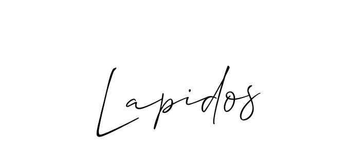 The best way (Allison_Script) to make a short signature is to pick only two or three words in your name. The name Lapidos include a total of six letters. For converting this name. Lapidos signature style 2 images and pictures png