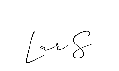 The best way (Allison_Script) to make a short signature is to pick only two or three words in your name. The name Lar S include a total of six letters. For converting this name. Lar S signature style 2 images and pictures png