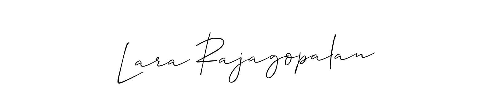 Make a beautiful signature design for name Lara Rajagopalan. With this signature (Allison_Script) style, you can create a handwritten signature for free. Lara Rajagopalan signature style 2 images and pictures png