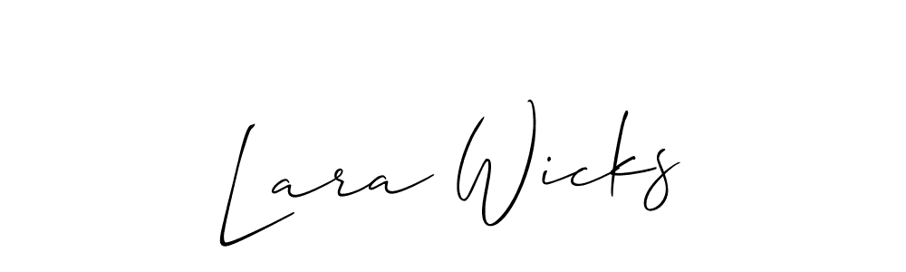 How to make Lara Wicks name signature. Use Allison_Script style for creating short signs online. This is the latest handwritten sign. Lara Wicks signature style 2 images and pictures png