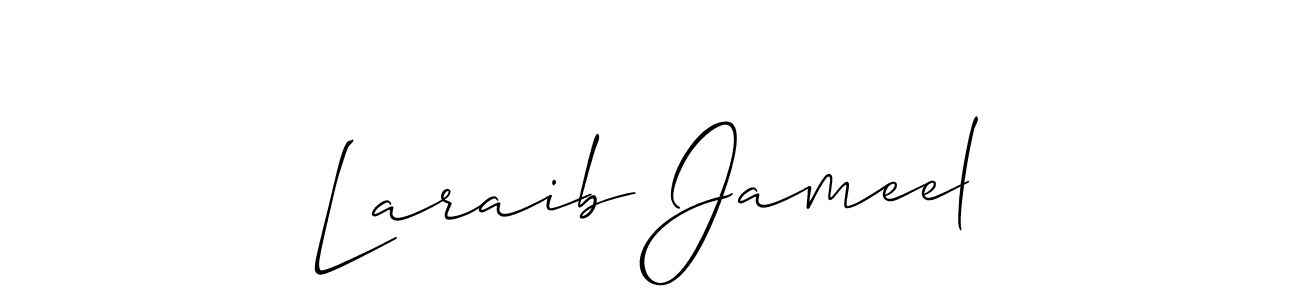 How to make Laraib Jameel name signature. Use Allison_Script style for creating short signs online. This is the latest handwritten sign. Laraib Jameel signature style 2 images and pictures png