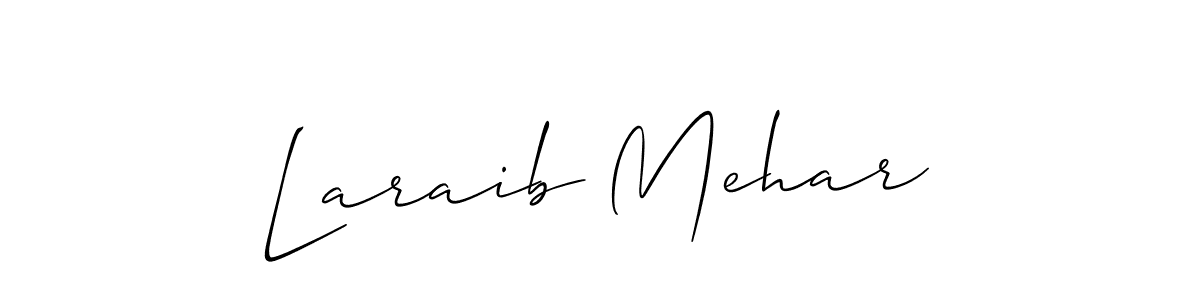 How to make Laraib Mehar name signature. Use Allison_Script style for creating short signs online. This is the latest handwritten sign. Laraib Mehar signature style 2 images and pictures png