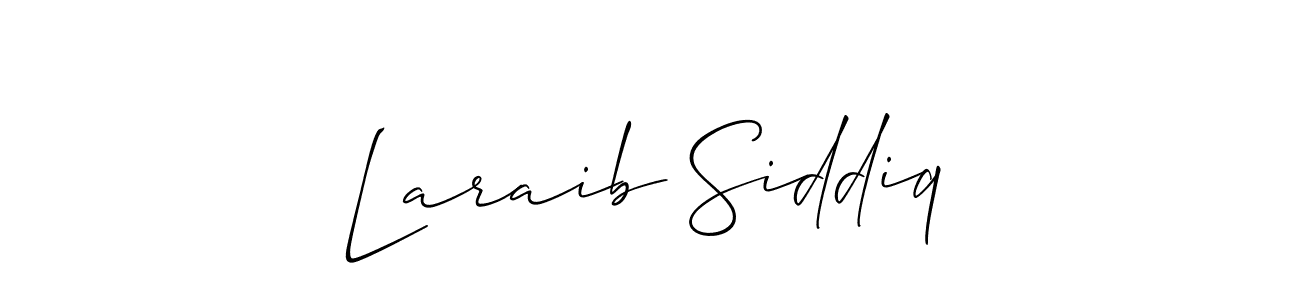 Use a signature maker to create a handwritten signature online. With this signature software, you can design (Allison_Script) your own signature for name Laraib Siddiq. Laraib Siddiq signature style 2 images and pictures png