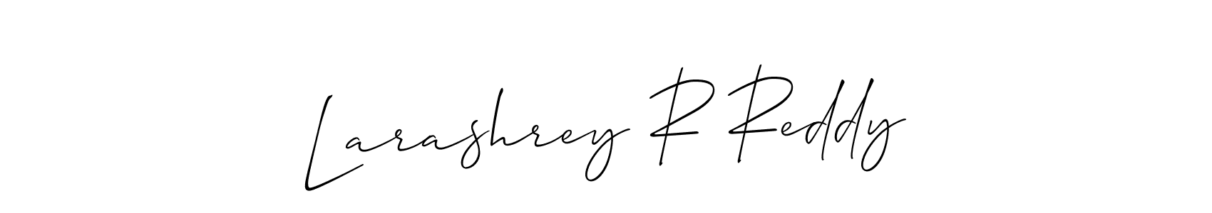 Allison_Script is a professional signature style that is perfect for those who want to add a touch of class to their signature. It is also a great choice for those who want to make their signature more unique. Get Larashrey R Reddy name to fancy signature for free. Larashrey R Reddy signature style 2 images and pictures png