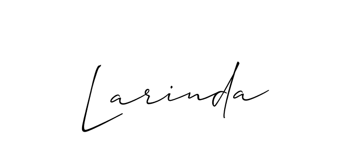 The best way (Allison_Script) to make a short signature is to pick only two or three words in your name. The name Larinda include a total of six letters. For converting this name. Larinda signature style 2 images and pictures png