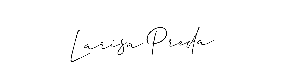 The best way (Allison_Script) to make a short signature is to pick only two or three words in your name. The name Larisa Preda include a total of six letters. For converting this name. Larisa Preda signature style 2 images and pictures png