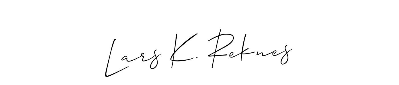 Also You can easily find your signature by using the search form. We will create Lars K. Reknes name handwritten signature images for you free of cost using Allison_Script sign style. Lars K. Reknes signature style 2 images and pictures png