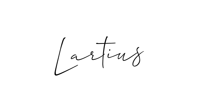 Use a signature maker to create a handwritten signature online. With this signature software, you can design (Allison_Script) your own signature for name Lartius. Lartius signature style 2 images and pictures png