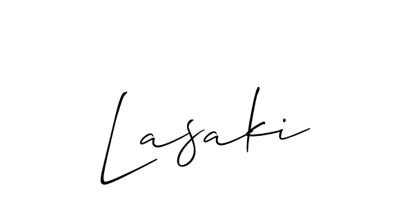 Create a beautiful signature design for name Lasaki. With this signature (Allison_Script) fonts, you can make a handwritten signature for free. Lasaki signature style 2 images and pictures png