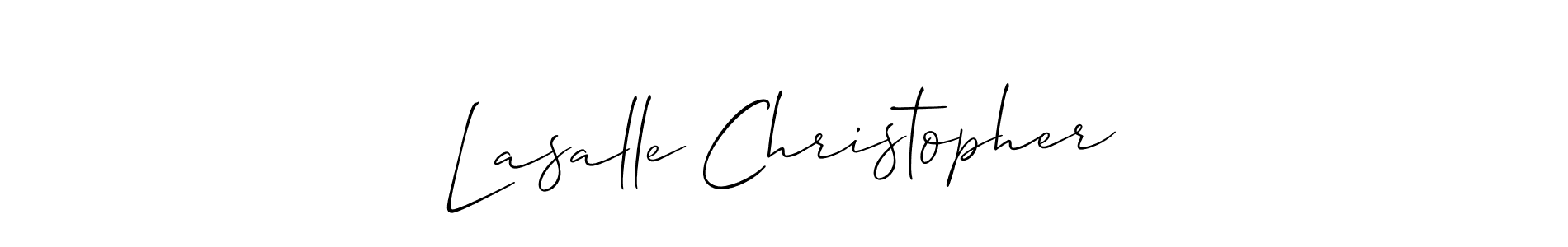 It looks lik you need a new signature style for name Lasalle Christopher. Design unique handwritten (Allison_Script) signature with our free signature maker in just a few clicks. Lasalle Christopher signature style 2 images and pictures png