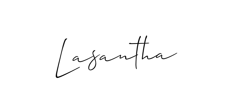 It looks lik you need a new signature style for name Lasantha. Design unique handwritten (Allison_Script) signature with our free signature maker in just a few clicks. Lasantha signature style 2 images and pictures png