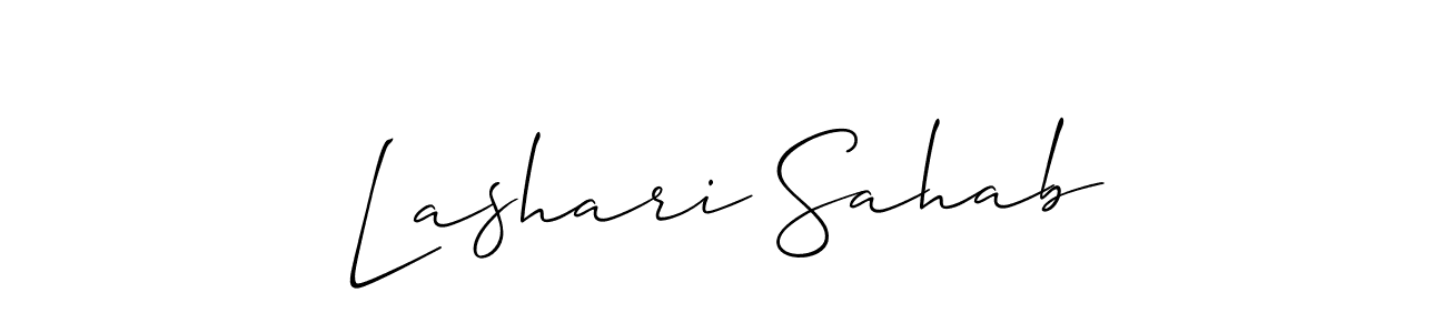 It looks lik you need a new signature style for name Lashari Sahab. Design unique handwritten (Allison_Script) signature with our free signature maker in just a few clicks. Lashari Sahab signature style 2 images and pictures png