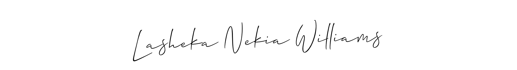 Make a beautiful signature design for name Lasheka Nekia Williams. With this signature (Allison_Script) style, you can create a handwritten signature for free. Lasheka Nekia Williams signature style 2 images and pictures png