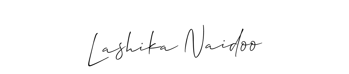 Allison_Script is a professional signature style that is perfect for those who want to add a touch of class to their signature. It is also a great choice for those who want to make their signature more unique. Get Lashika Naidoo name to fancy signature for free. Lashika Naidoo signature style 2 images and pictures png