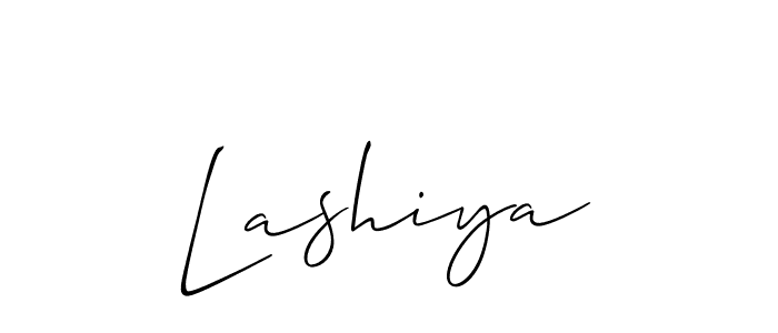 Use a signature maker to create a handwritten signature online. With this signature software, you can design (Allison_Script) your own signature for name Lashiya. Lashiya signature style 2 images and pictures png
