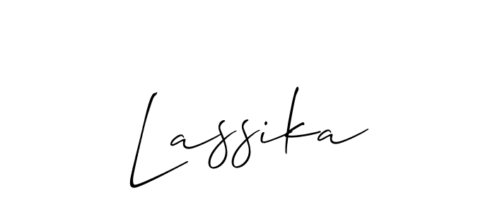 You should practise on your own different ways (Allison_Script) to write your name (Lassika) in signature. don't let someone else do it for you. Lassika signature style 2 images and pictures png