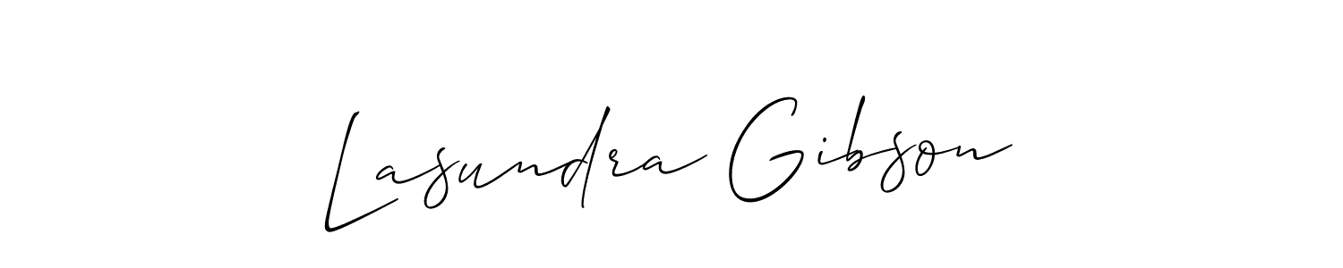 Make a short Lasundra Gibson signature style. Manage your documents anywhere anytime using Allison_Script. Create and add eSignatures, submit forms, share and send files easily. Lasundra Gibson signature style 2 images and pictures png