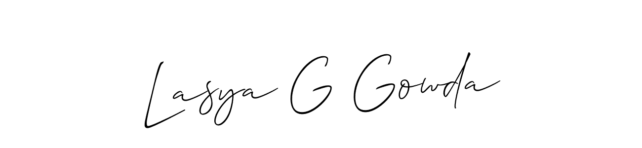 Create a beautiful signature design for name Lasya G Gowda. With this signature (Allison_Script) fonts, you can make a handwritten signature for free. Lasya G Gowda signature style 2 images and pictures png