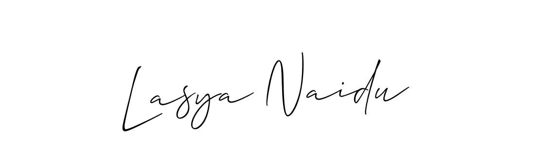 How to make Lasya Naidu name signature. Use Allison_Script style for creating short signs online. This is the latest handwritten sign. Lasya Naidu signature style 2 images and pictures png