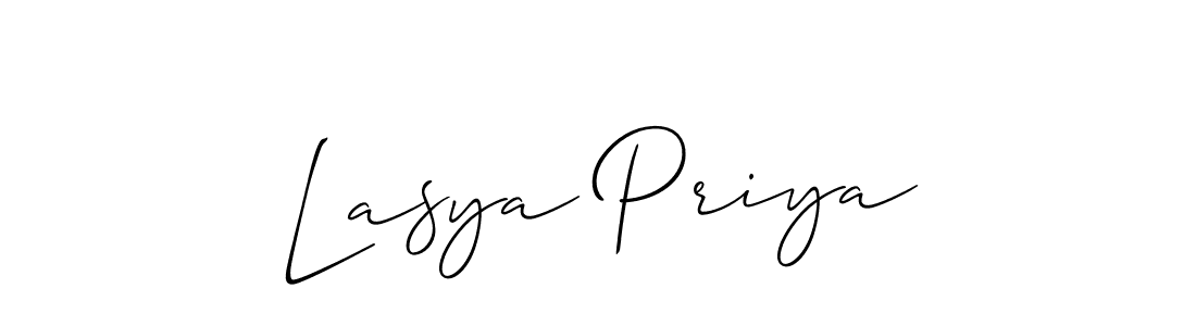 Make a short Lasya Priya signature style. Manage your documents anywhere anytime using Allison_Script. Create and add eSignatures, submit forms, share and send files easily. Lasya Priya signature style 2 images and pictures png